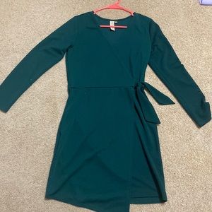 Green partial wrap dress size small